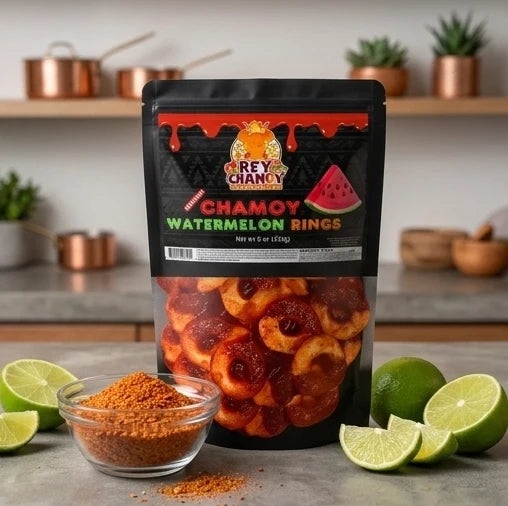 Rey Chamoy Watermelon Rings (8 oz)(24-Pack)