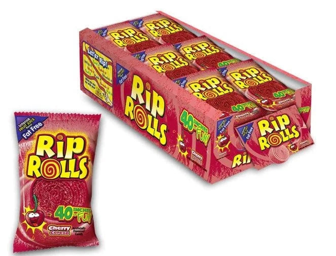 Rip Rolls Cherry Sweet & Sour Fruit Rolls 1.4 oz (24ct)