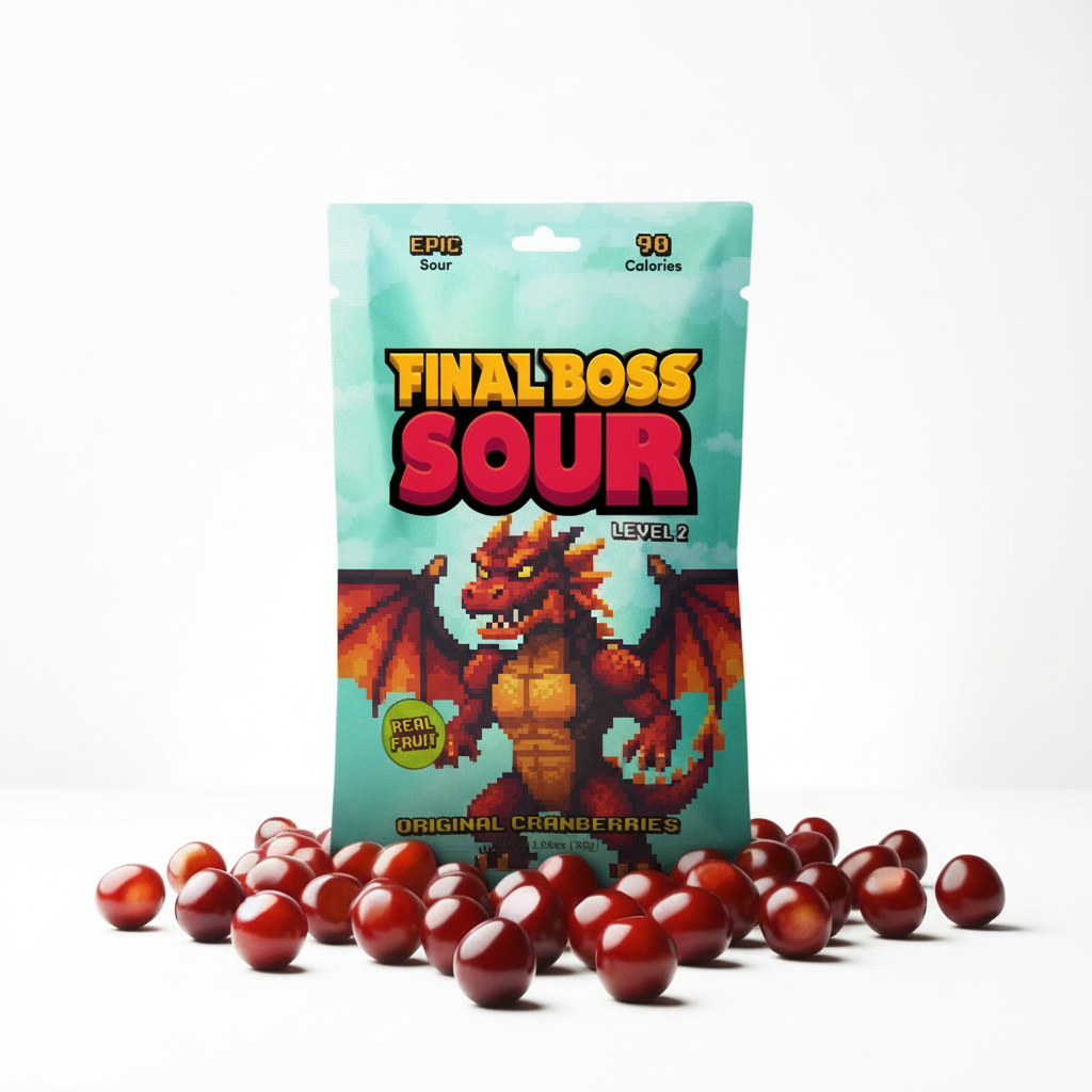 Final Boss Sour Level 2 Cranberries Candy (Single Bag)