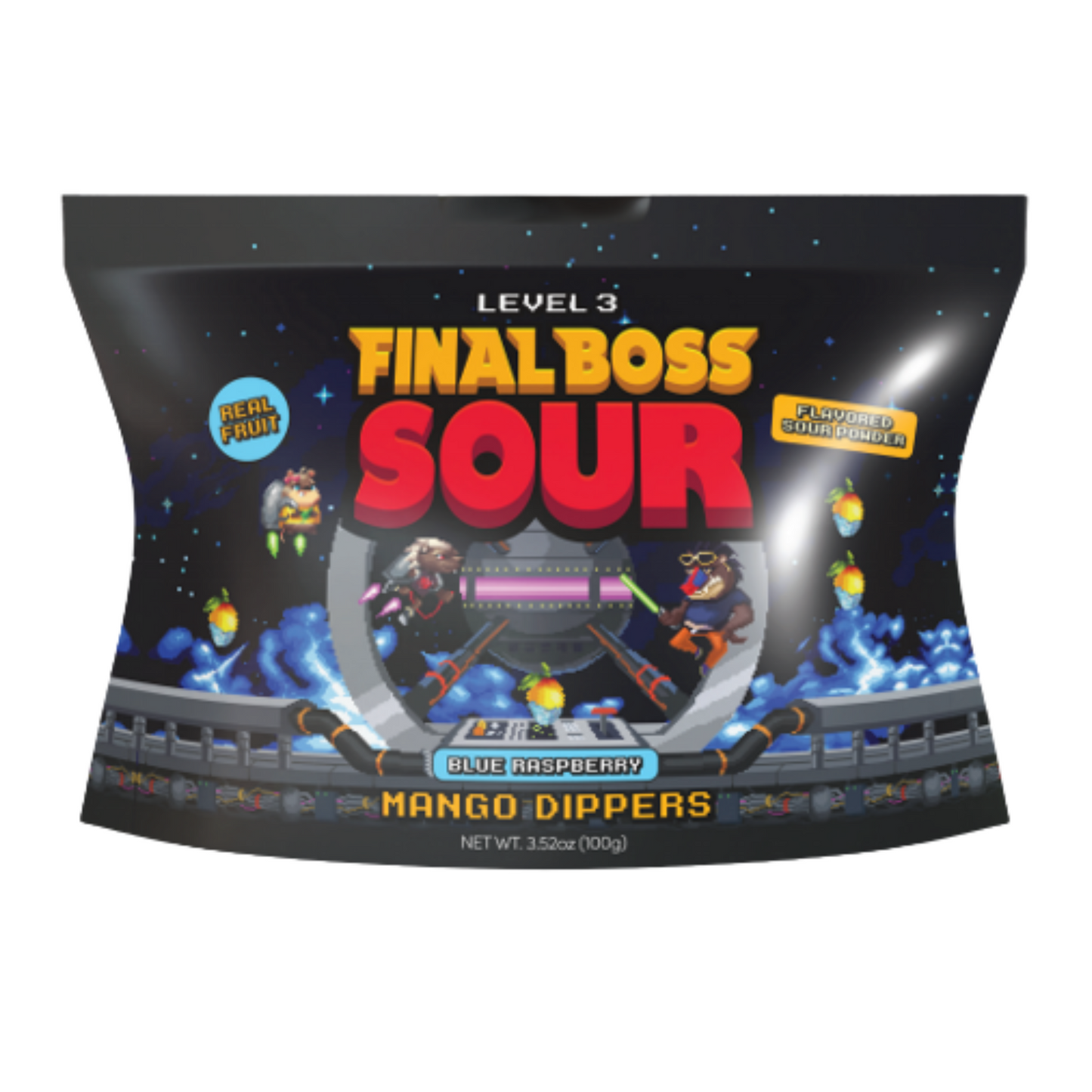 Final Boss Sour Level 3 Blue Raspberry Mango Dippers (3.52) (Single Bag)