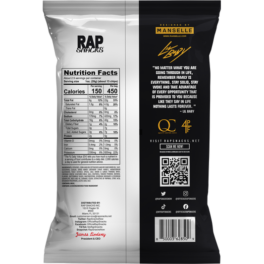 Rap Snacks Lil Baby Cheddar + Sour Cream Chips (2oz) (12 bags)