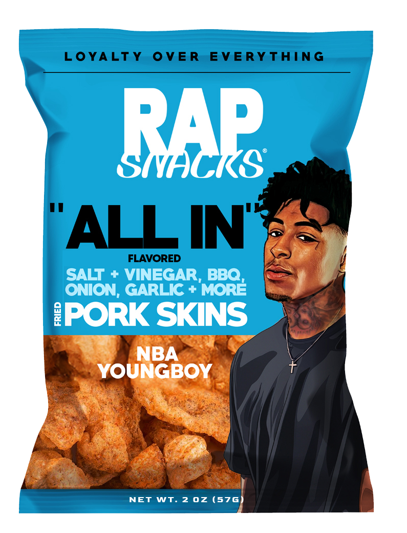 Rap Snacks NBA Youngboy "All In" Flavored Fried Pork Skins (1.75oz) (12 bags)