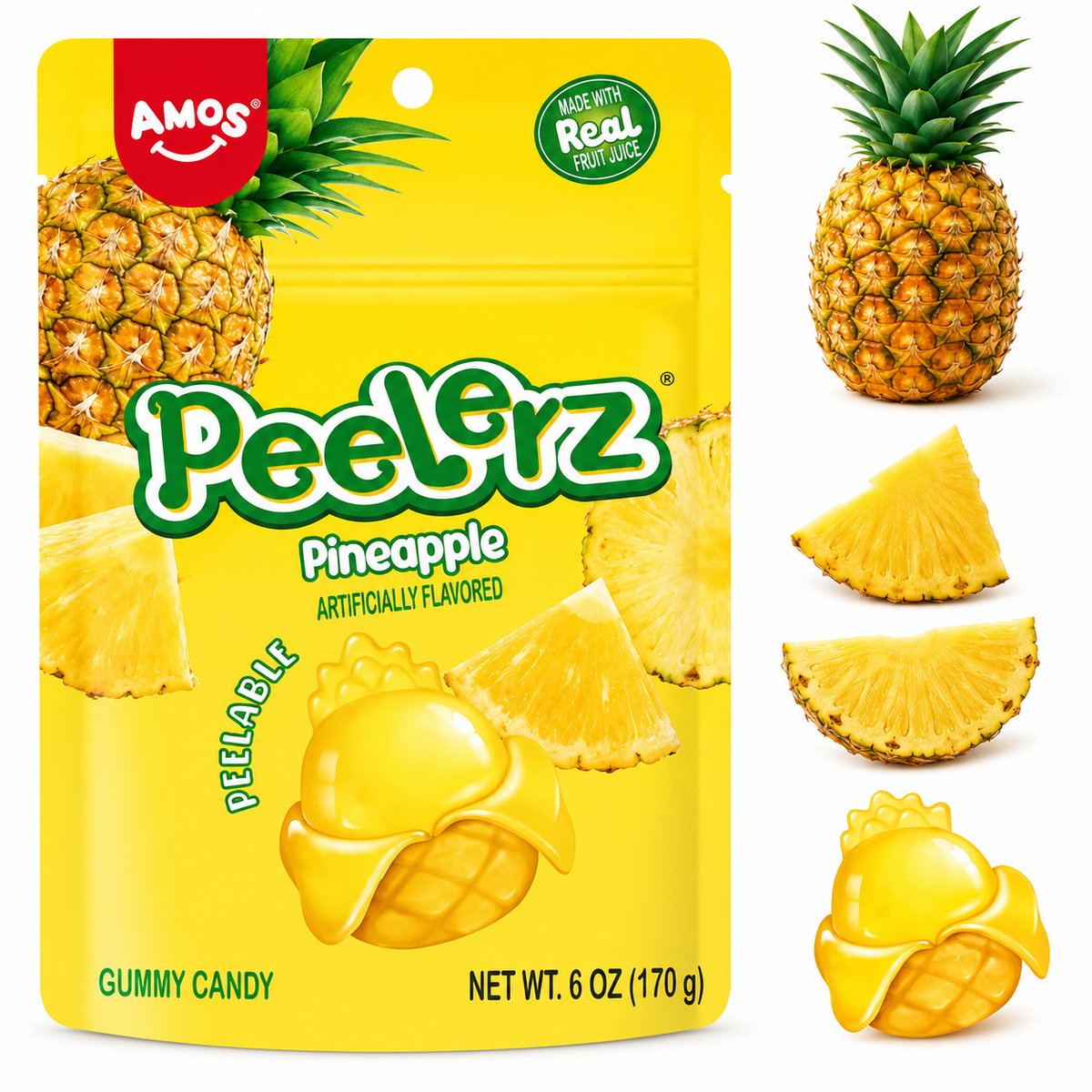 Amos Peelerz Pineapple Gummy Candy (6 oz)