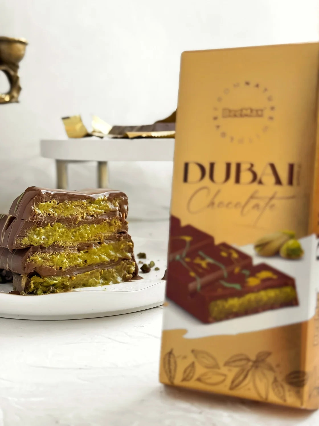 BeeMax Dubai Style Milk Chocolate Bar with Pistachio Cream & Kadaif, 7.05 oz (Pack of 36)