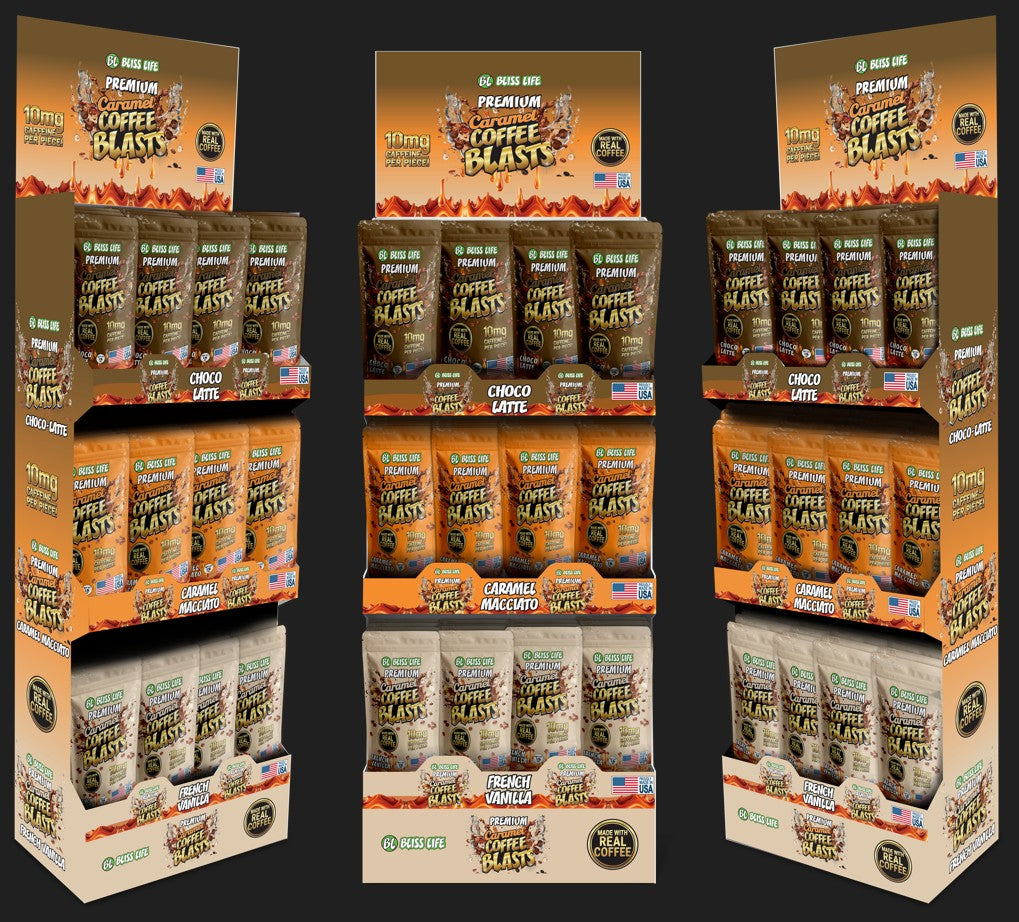 Bliss Life Caramel Coffee Blasts - 60 Count Floor Shipper