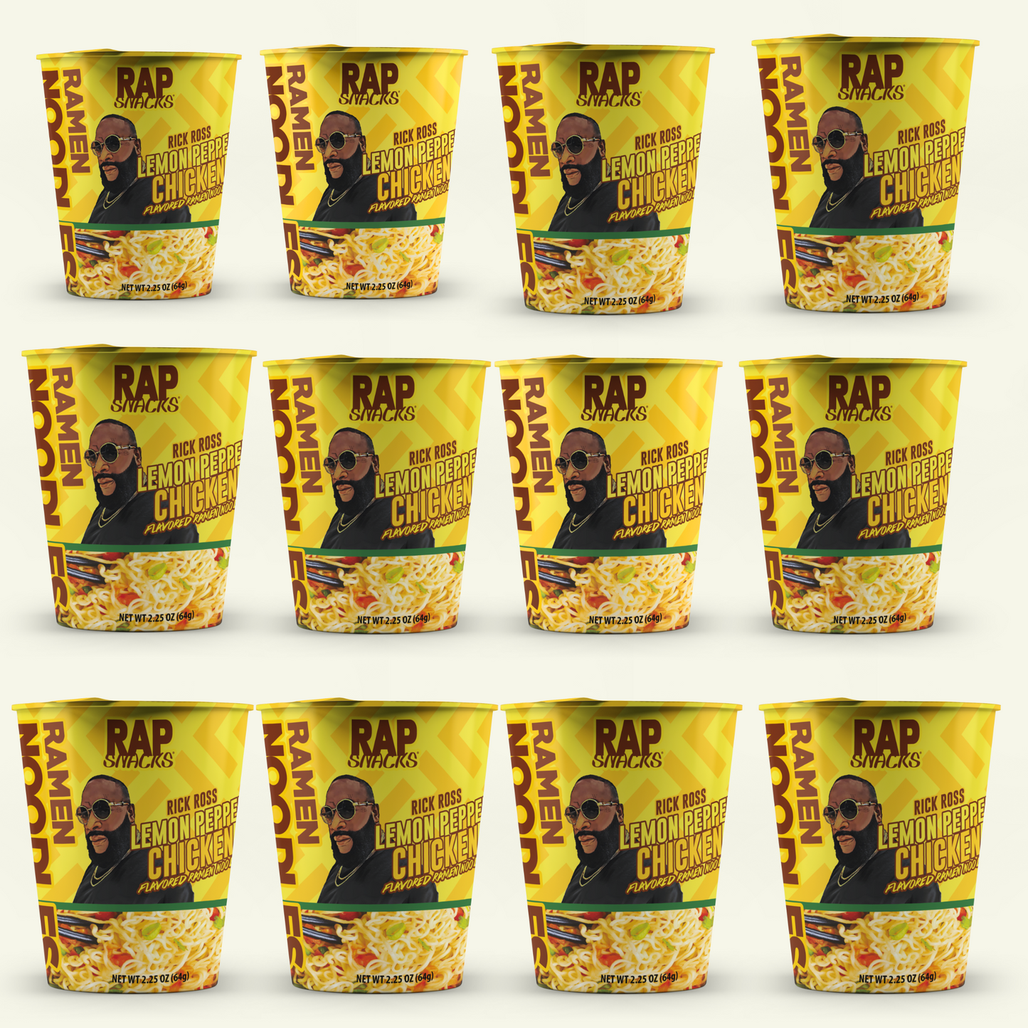 Rap Snacks Lemon Pepper Chicken Flavor Ramen Noodles Rick Ross | (12) 2.25oz Cups