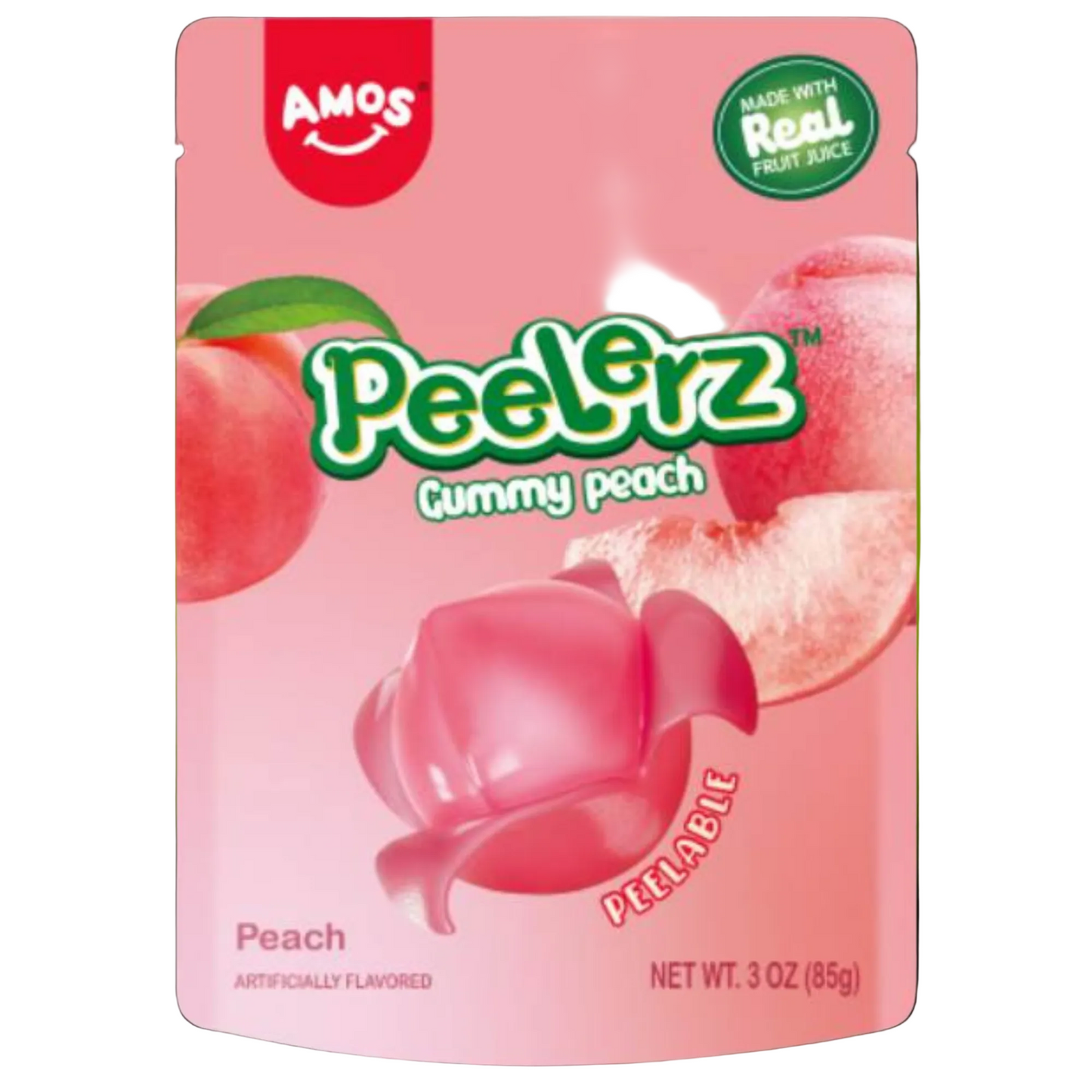 Amos Peelerz Peach Gummy Candy (3 oz) (3-Pack)