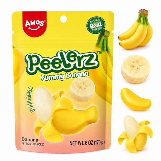 Amos Peelerz Banana Gummy Candy (6 oz)