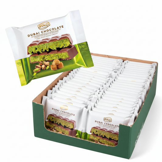 Bolci Dubai Pistachio Chocolate Bar (100 grams) Pack of 45