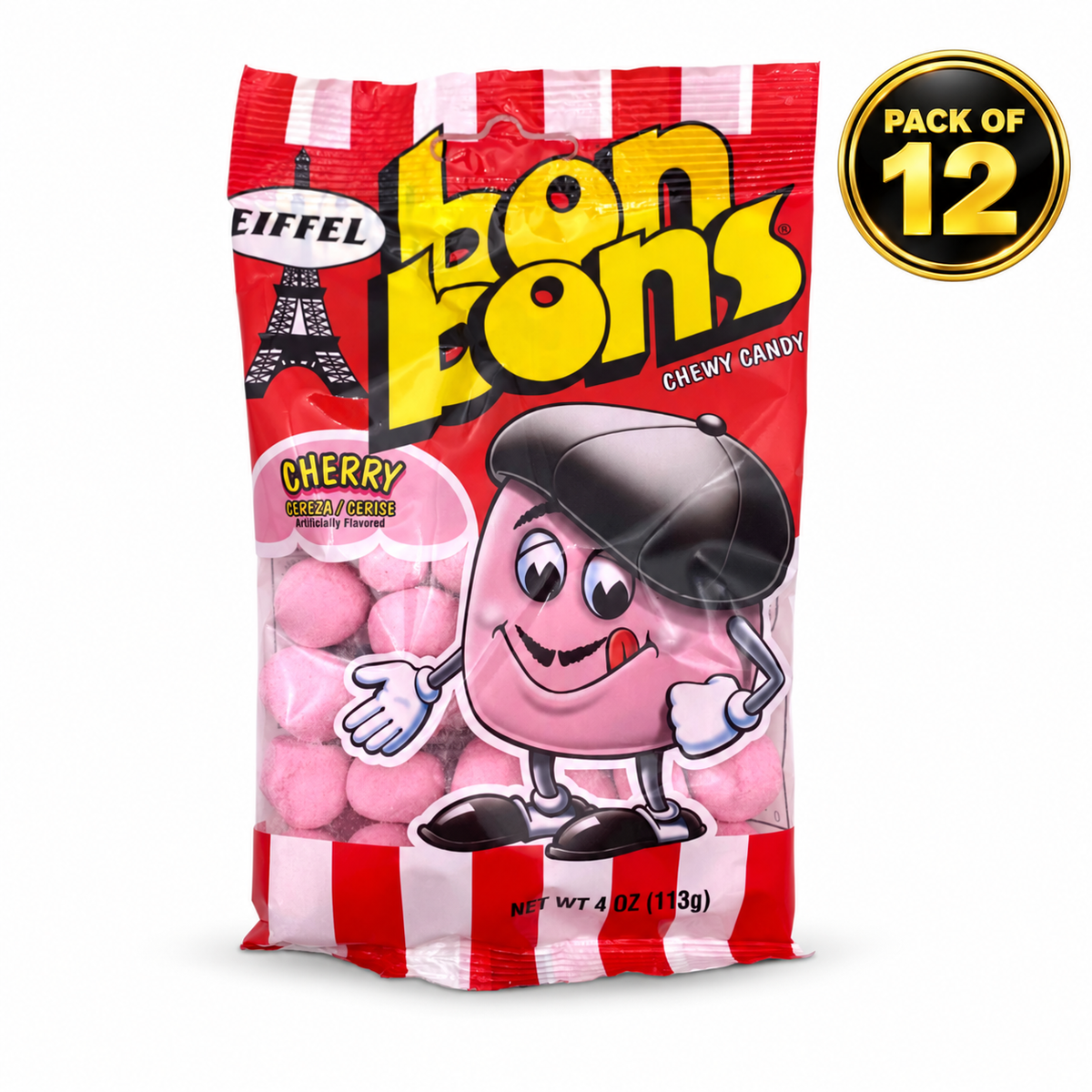 Eiffel Bonbons Chewy Candy Strawberry, 4oz, 12ct
