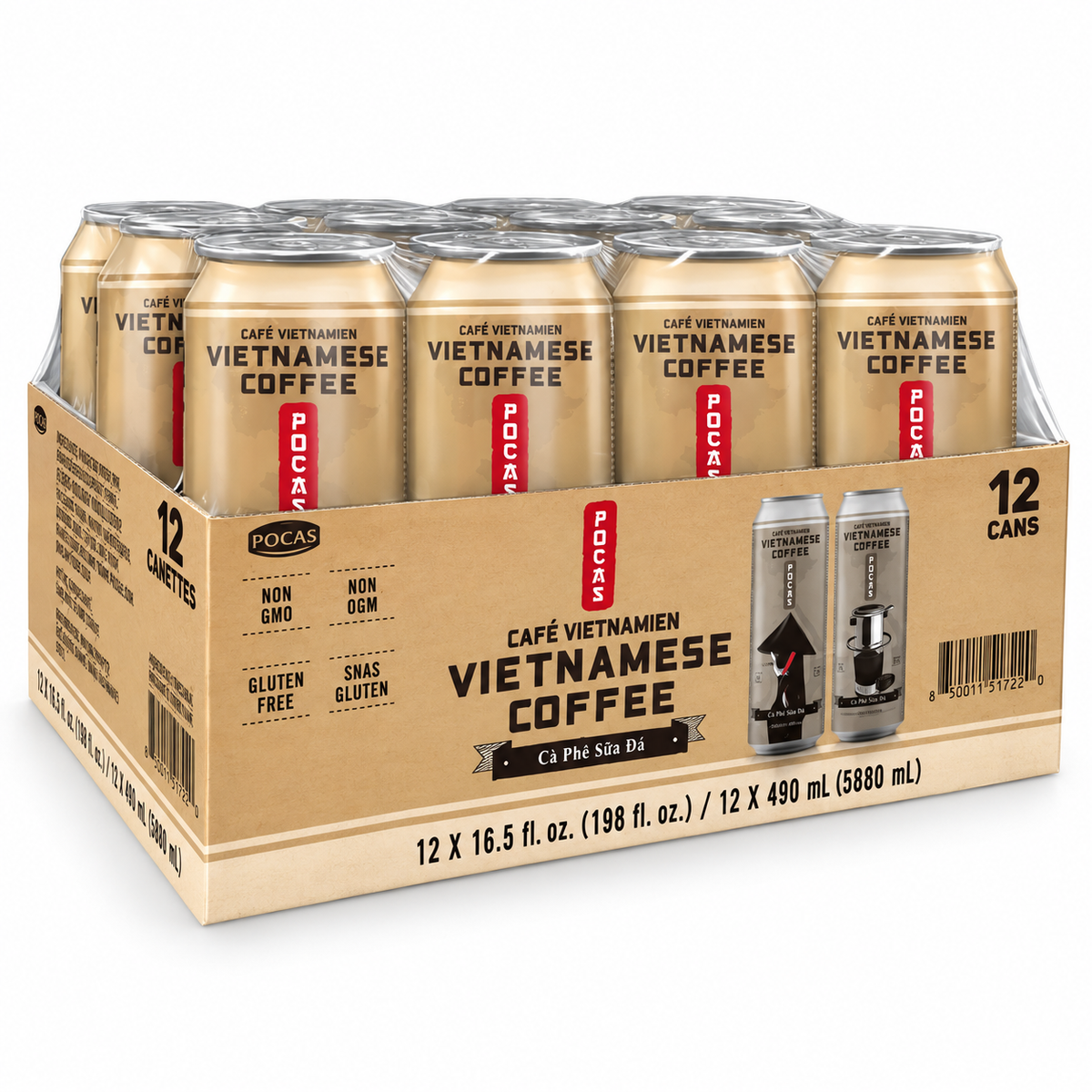 POCAS Vietnamese Coffee 16.5oz (pack of 12)