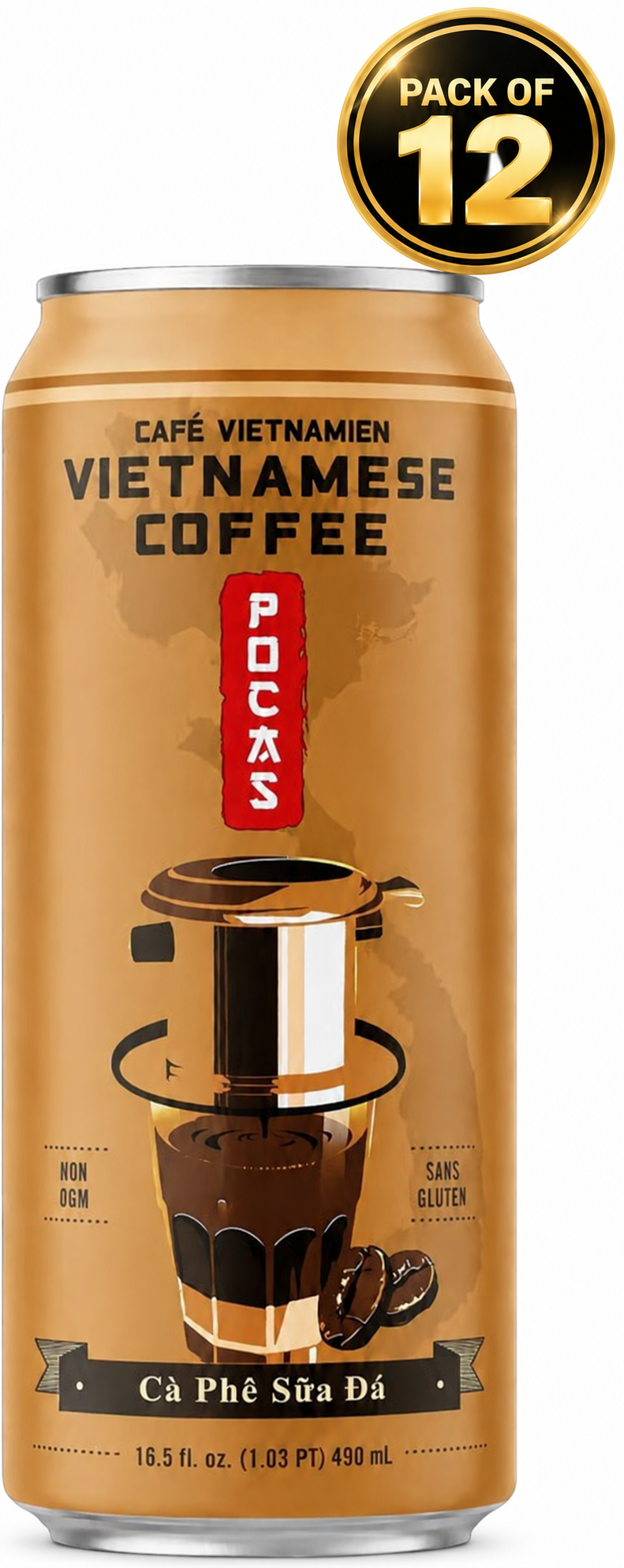 POCAS Vietnamese Coffee 16.5oz (pack of 12)