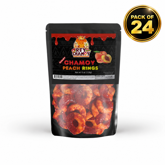 Rey Chamoy Peach Rings Chamoy (8 oz)(24pack)