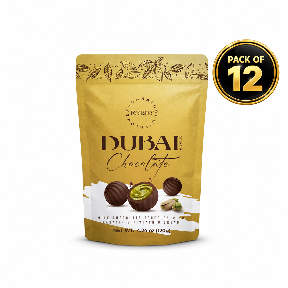Beemax Dubai Chocolate Truffle Balls 4.24oz (Pack of 12)