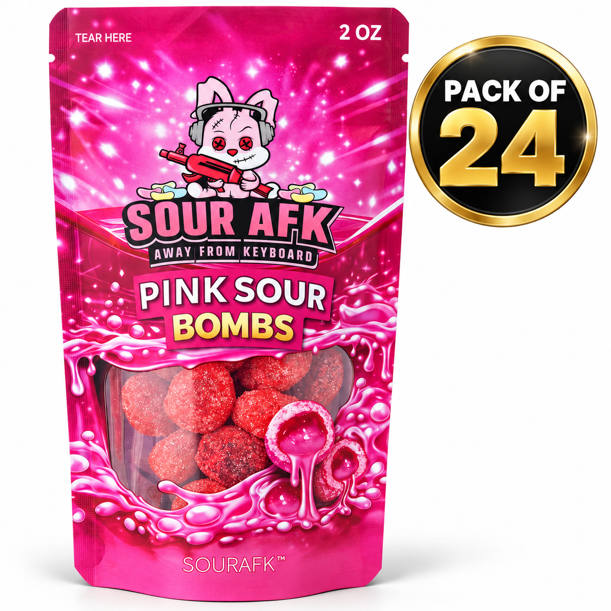 Sour AFK Pink Sour Bombs 2oz (Case of 24)