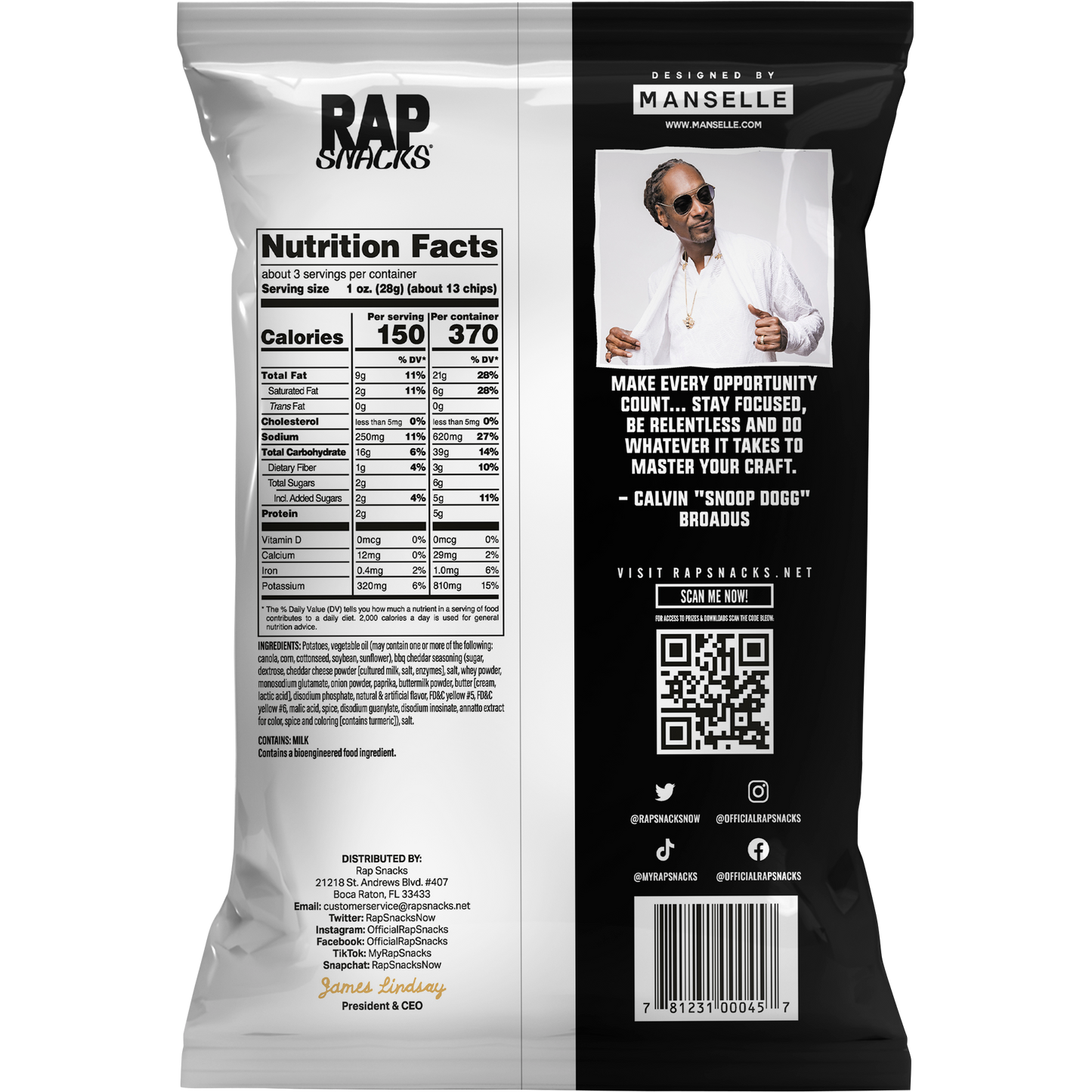 Rap Snacks Snoop Dogg |  OG Bar-B-Que Cheddar (10 Bags)