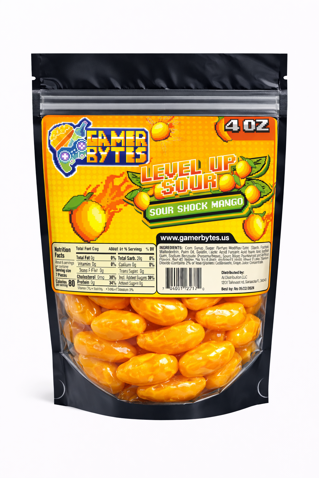Gamer Bytes Level Up Sour Shock Mango (4oz) 24 Pack