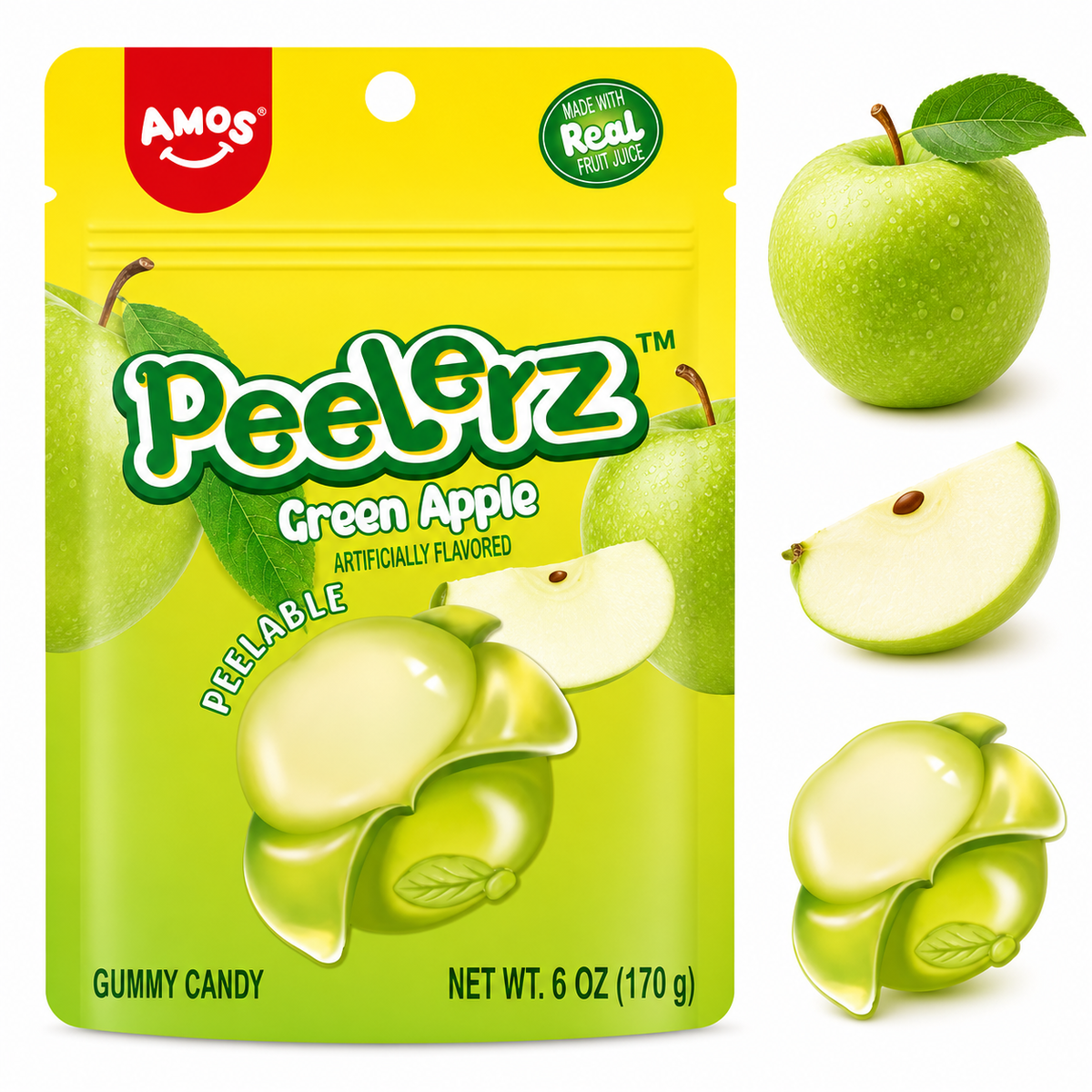 Amos Peelerz Green Apple Gummy Candy (6 oz)