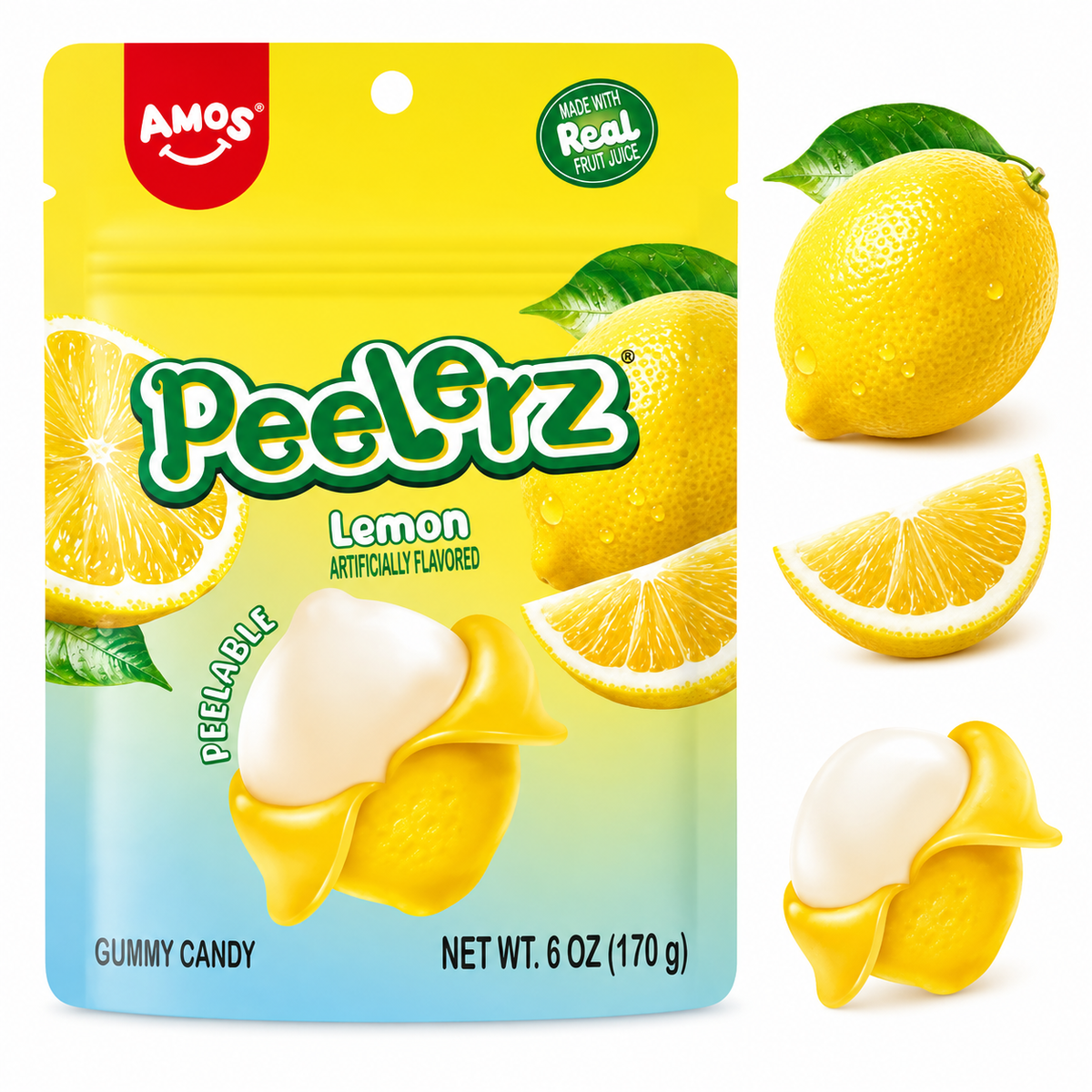 Amos Peelerz Lemon Gummy Candy (6 oz)