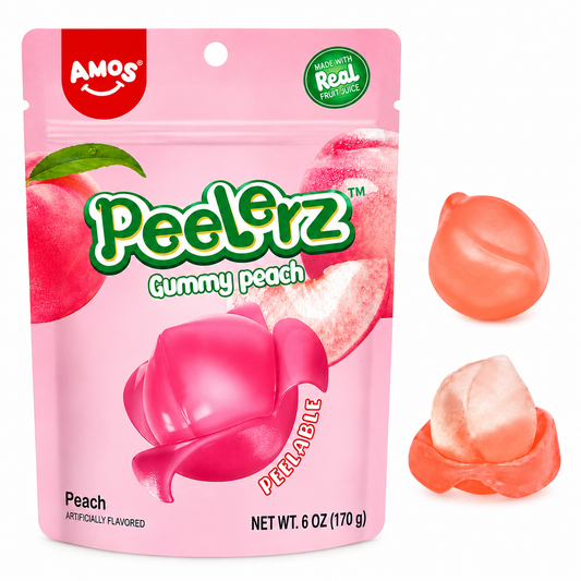 Amos Peelerz Peach Gummy Candy (6 oz)