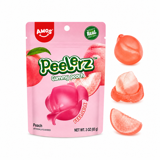 Amos Peelerz Peach Gummy Candy (3 oz)