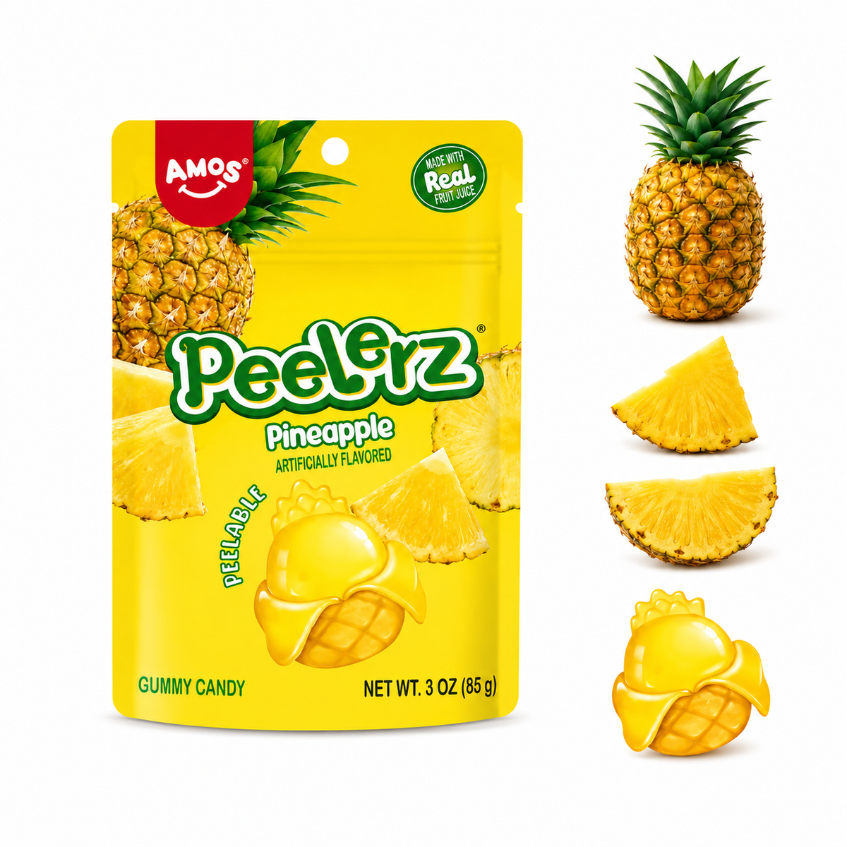 Amos Peelerz Pineapple Gummy Candy (3oz)