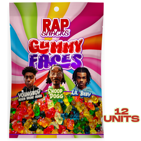 Rap Snacks Gummy Candy Faces (5.3 oz) 12 Bags