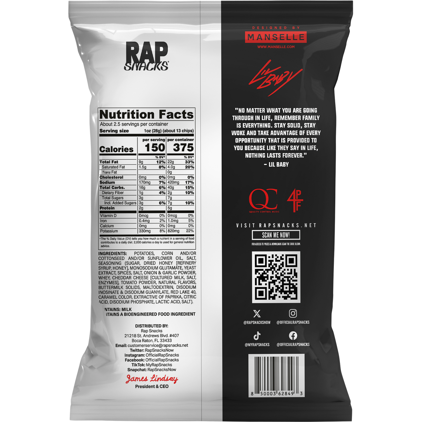 Rap Snacks Lil Baby | Bar-B-Quin with my Honey Heat Potato Chips (3 Bags)