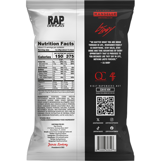 Rap Snacks Lil Baby | Bar-B-Quin with my Honey Heat Potato Chips (2.5oz) (10 Bags)