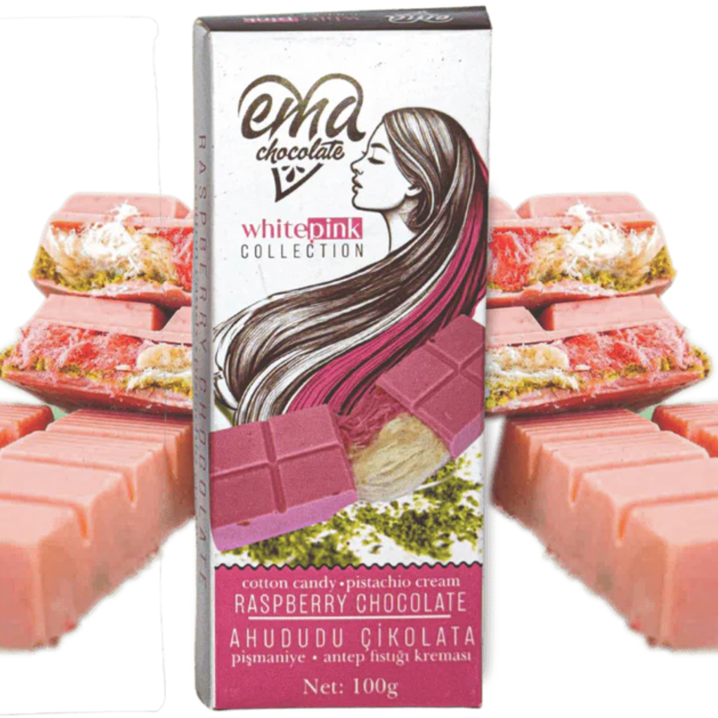 Ema Chocolate Angel Hair Raspberry Chocolate with Pistachio & Cotton Candy (Pack of 90)