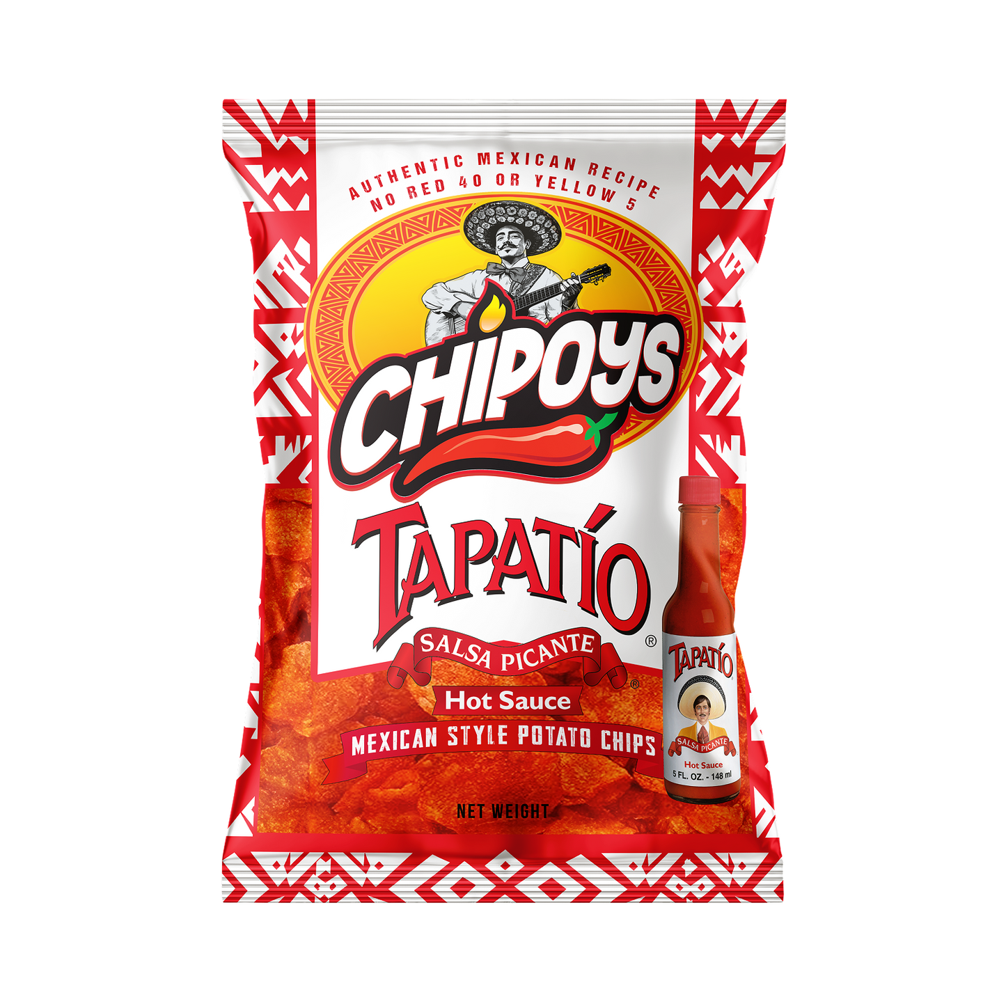 Chipoys Tapatío Mexican Style Potato Chips (2.5oz) (10 Bags)