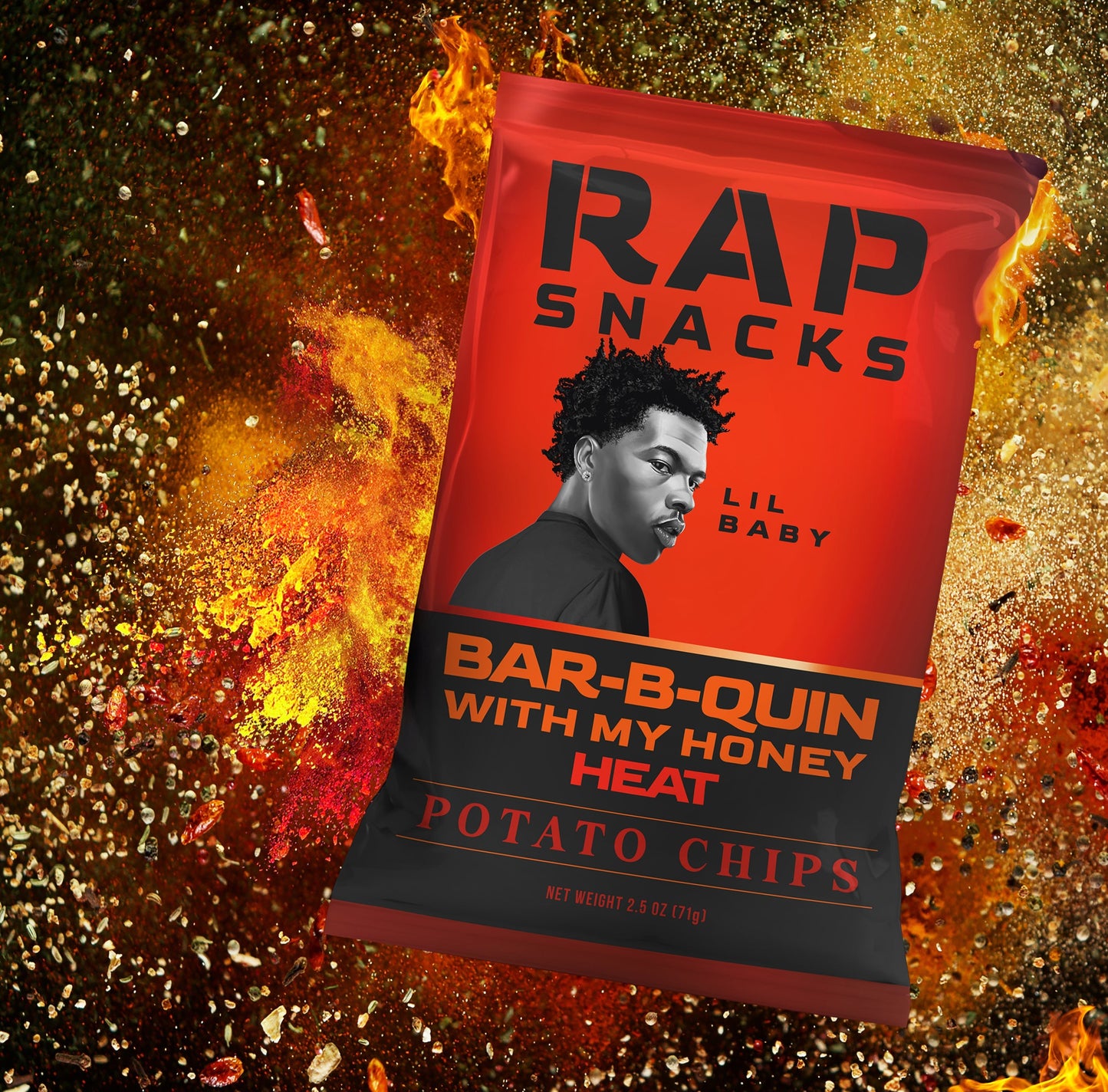 Rap Snacks Lil Baby | Bar-B-Quin with my Honey Heat Potato Chips (3 Bags)