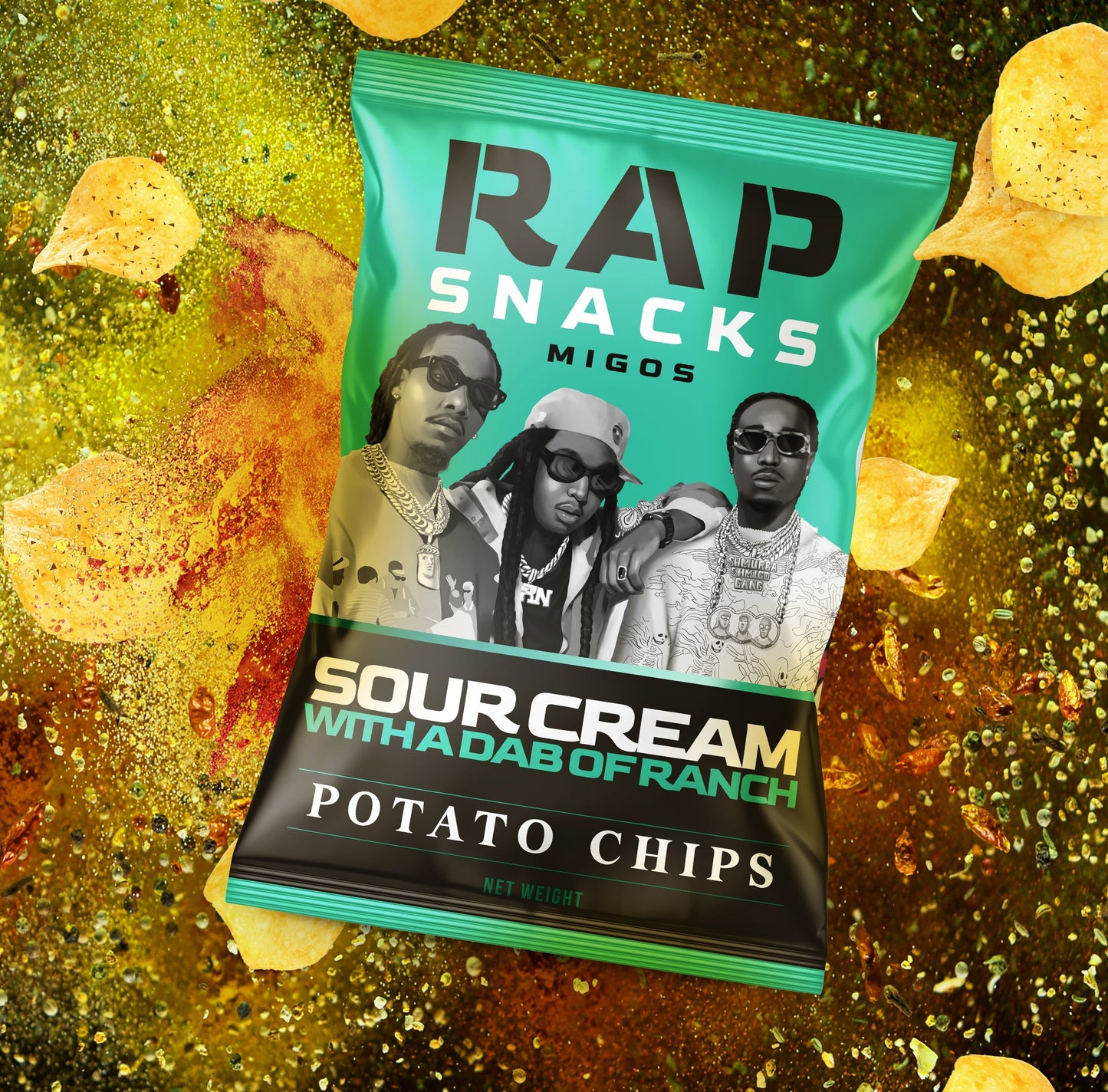Rap Snacks Migos | Sour Cream With A Dab Of Ranch Chips